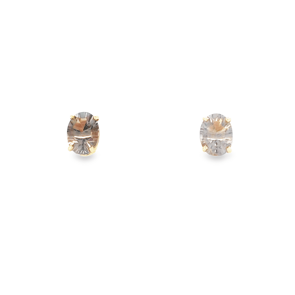 Pre - Owned 14ct Yellow Gold 4 Claw Smoky Quartz Stud Earrings 1.44g