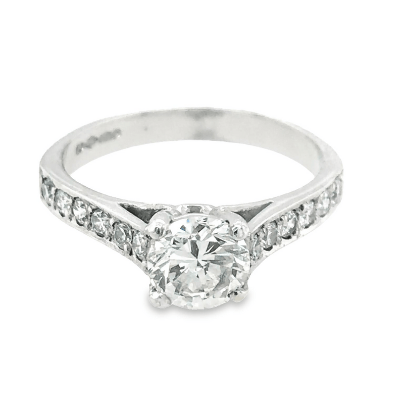 Pre - Owned 18ct Diamond Engagement Ring with Diamond Set Shoulders 1.16cts