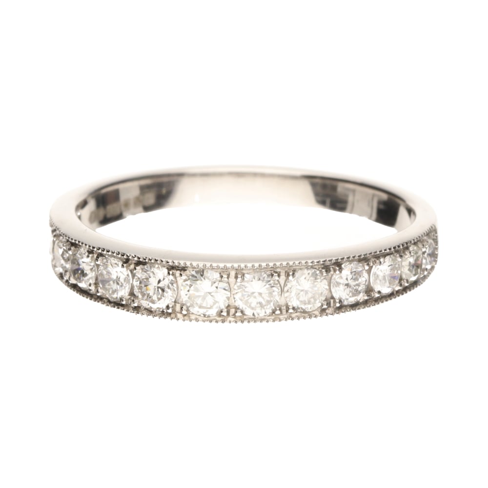 Pre - Owned 18ct White Gold Diamond Half Eternity Ring