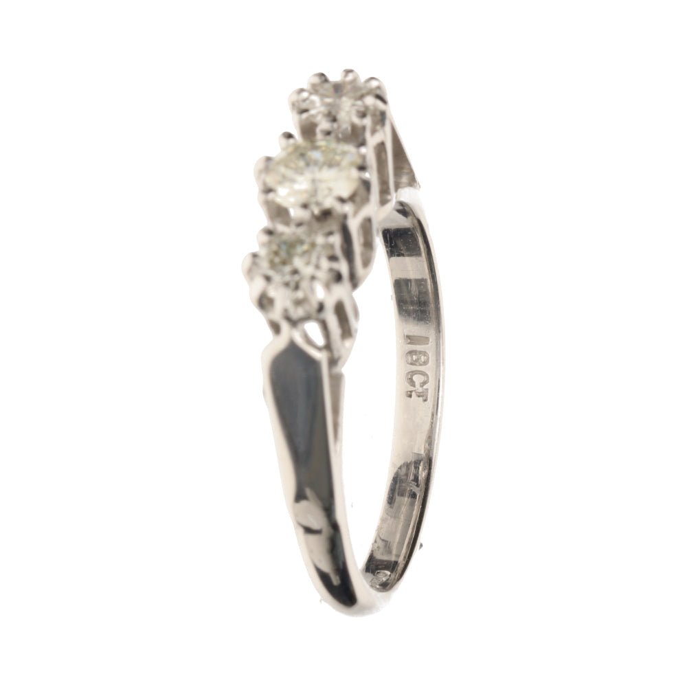 Pre - Owned 18ct White Gold Diamond Trilogy Ring.