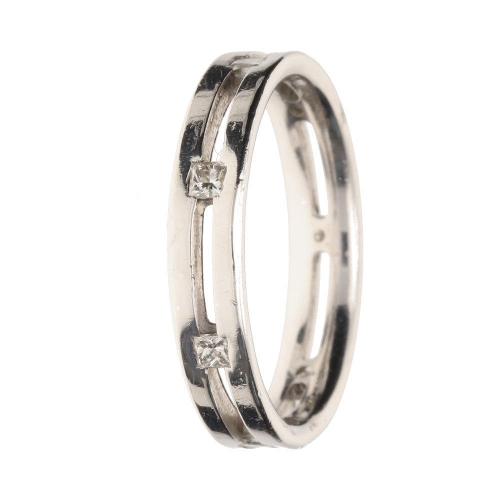 Pre - Owned 18ct White Gold Openwork Princess Cut Diamond Set Ring29076