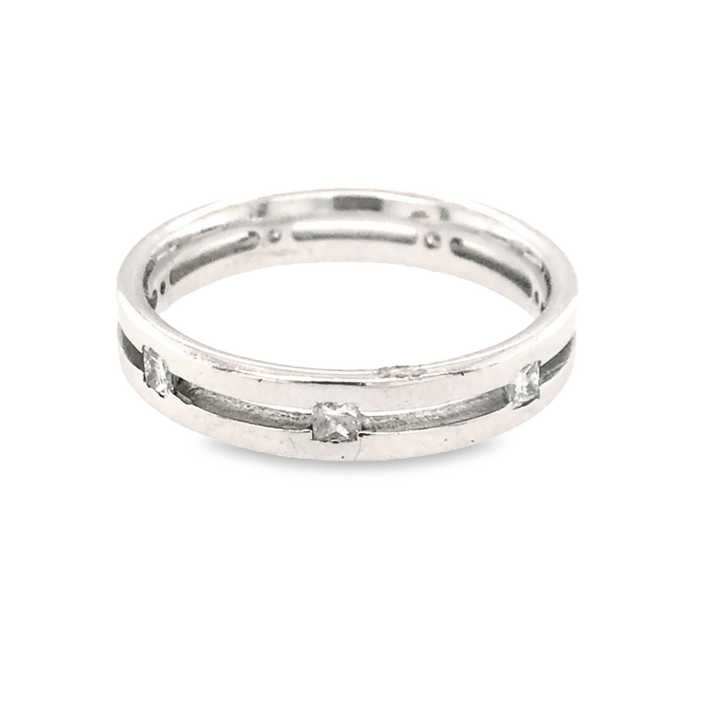 Pre - Owned 18ct White Gold Openwork Princess Cut Diamond Set Ring29076