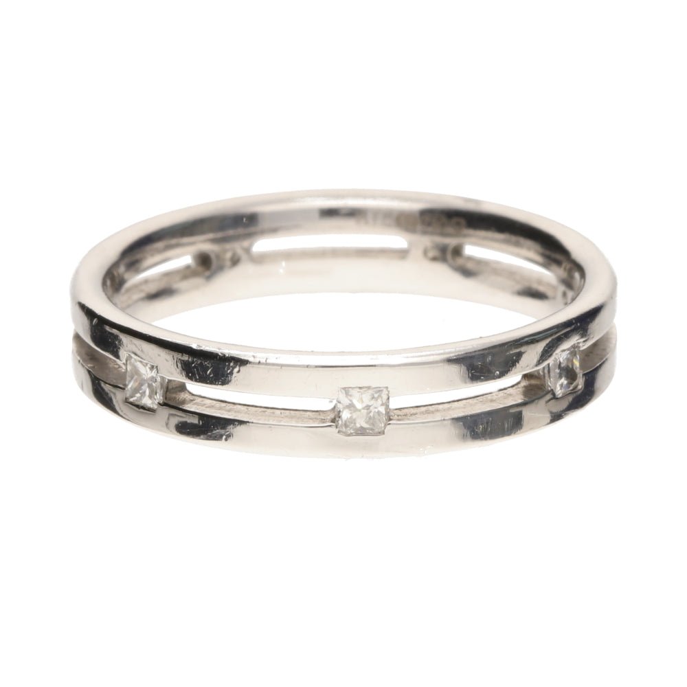 Pre - Owned 18ct White Gold Openwork Princess Cut Diamond Set Ring29076