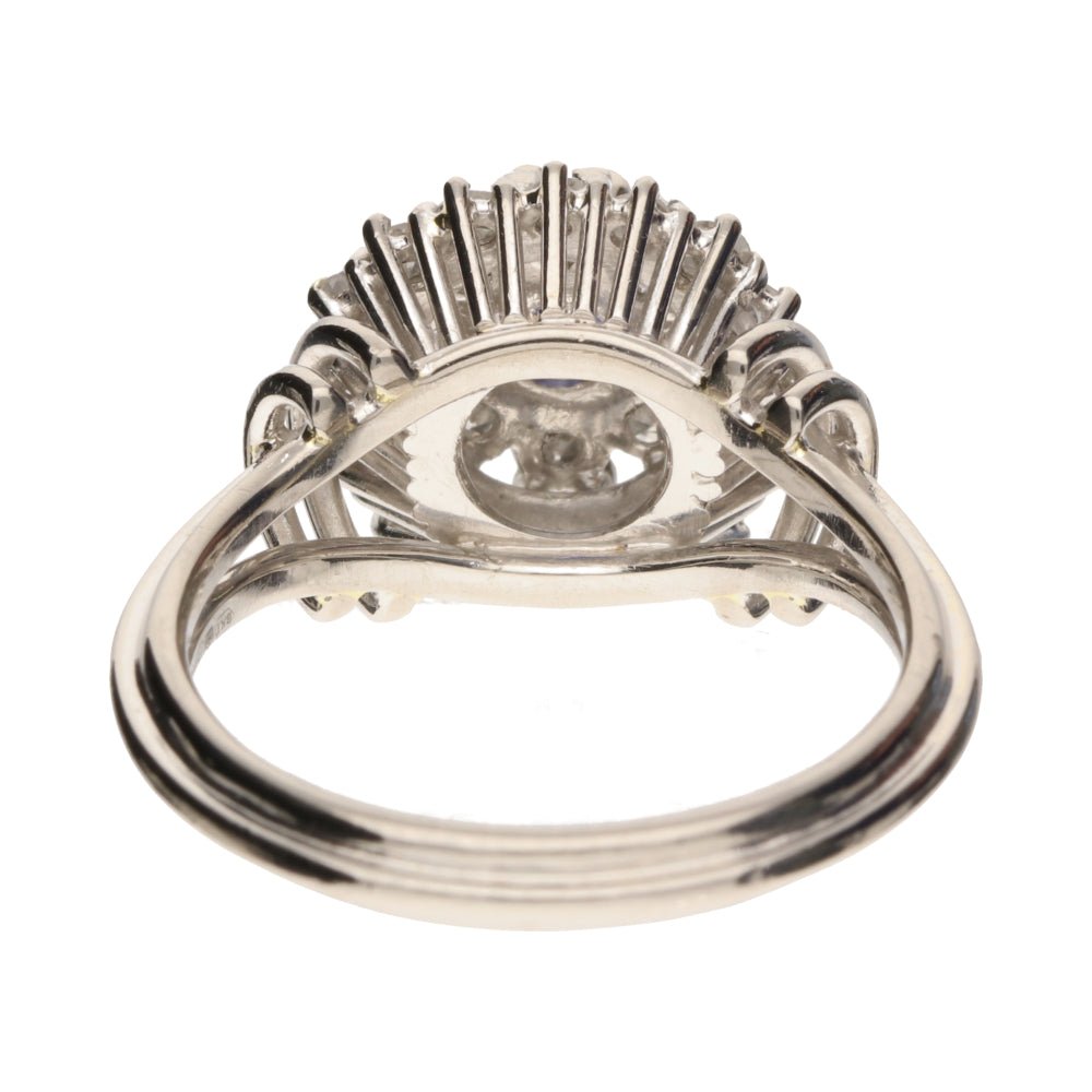 Pre - Owned 18ct White Gold Sapphire and Diamond Cluster Ring.