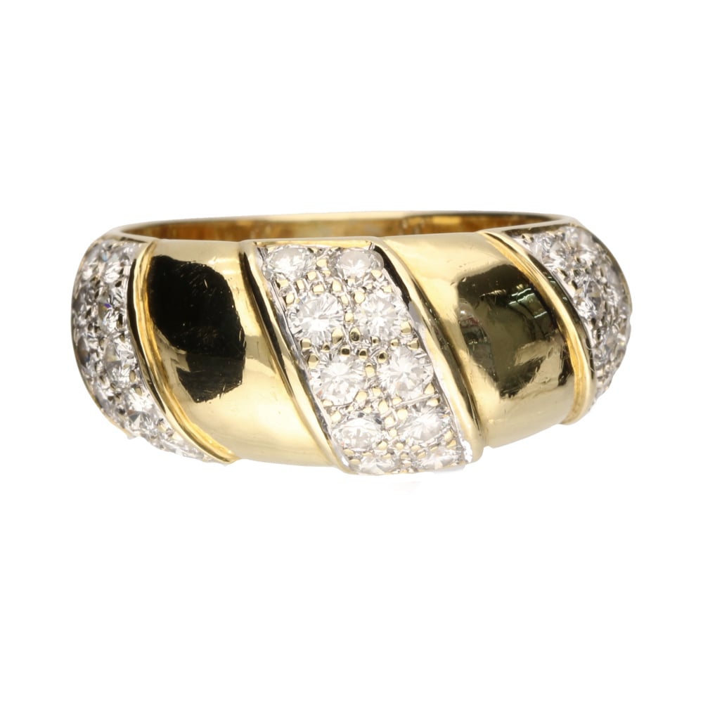 Pre - Owned 18ct Yellow Gold Diamond Pave Dome Ring