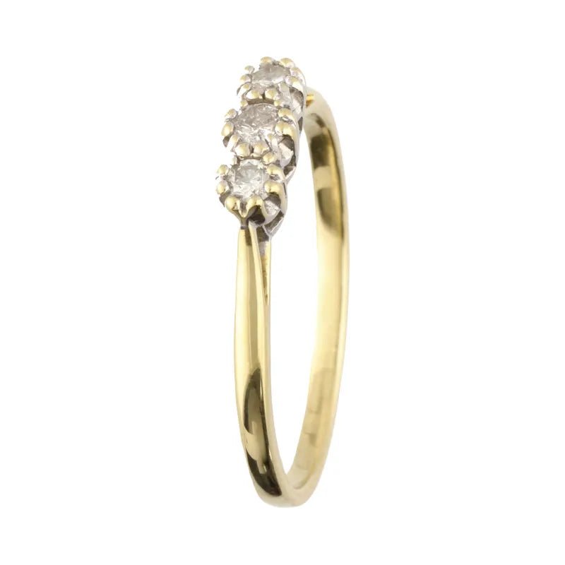 Pre - Owned 18ct Yellow Gold Diamond Trilogy Ring Approx 0.20ct2026W33-8-2