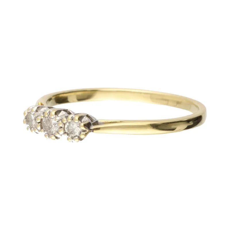 Pre - Owned 18ct Yellow Gold Diamond Trilogy Ring Approx 0.20ct2026W33-8-2