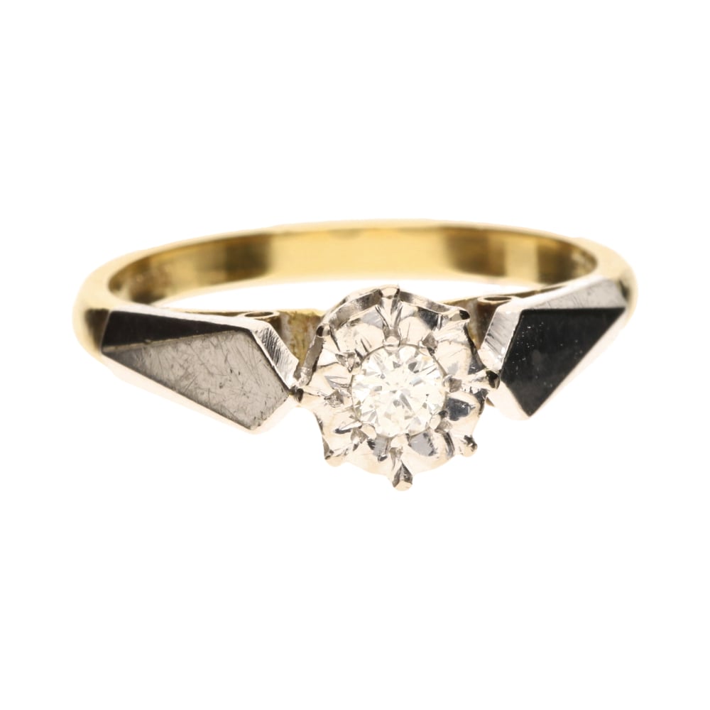 Pre - Owned 18ct Yellow Gold Illusion Diamond Solitaire Ring