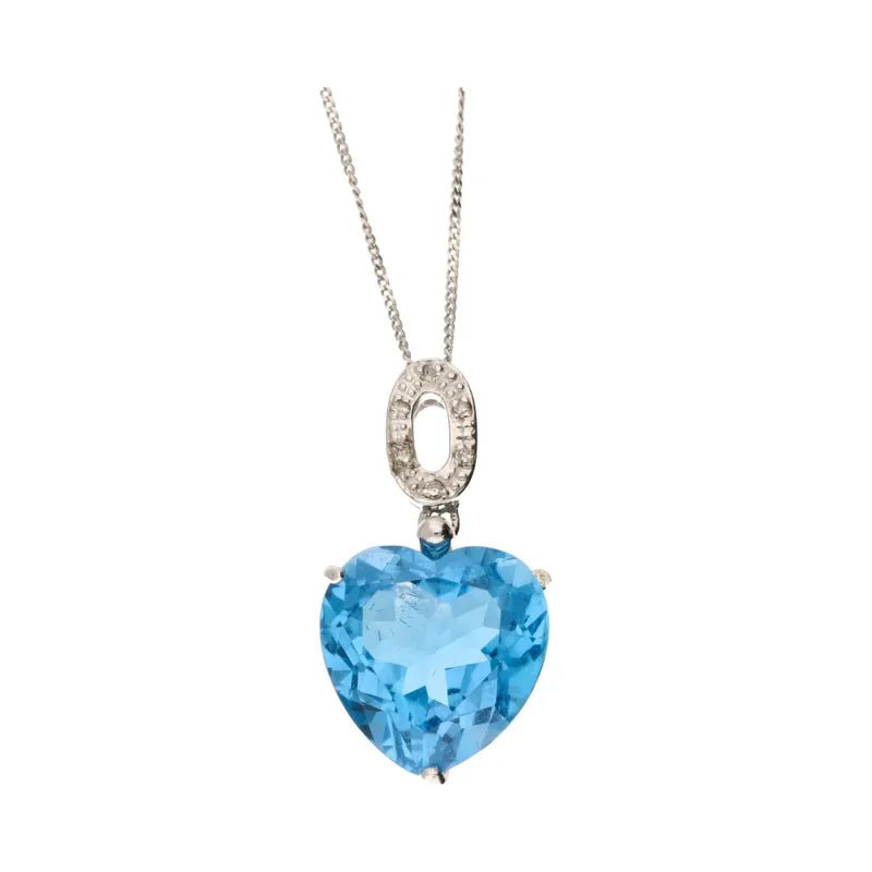 Pre - Owned 9ct White Gold Blue Topaz 10.24ct Heart Pendant2026W31-31-41