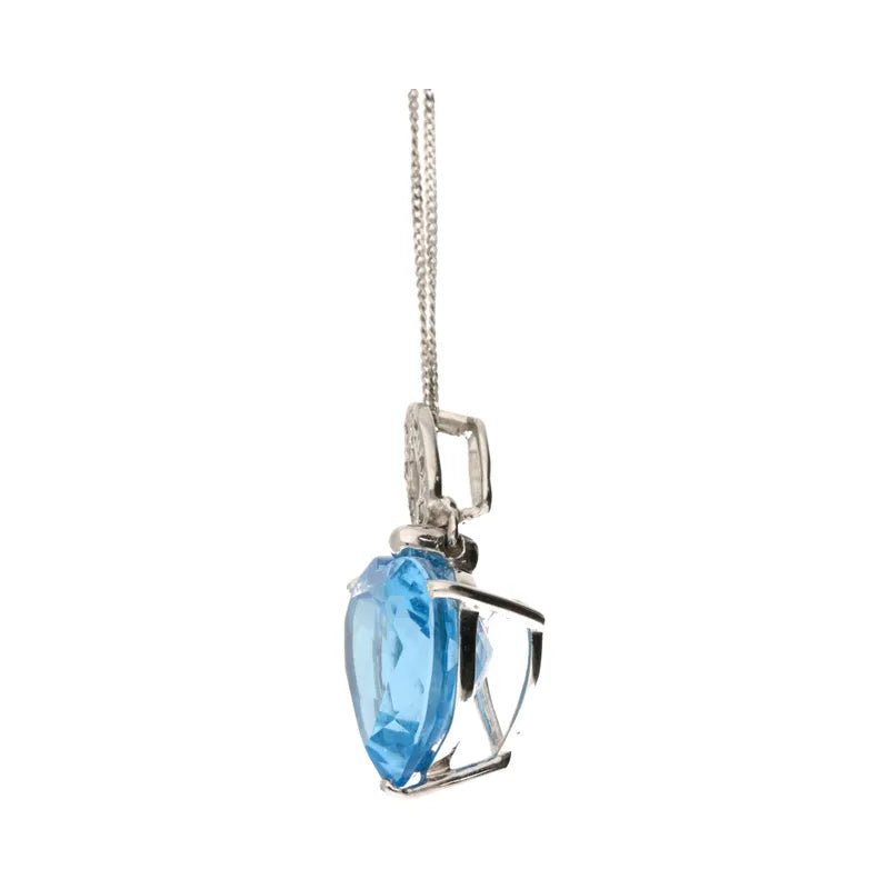 Pre - Owned 9ct White Gold Blue Topaz 10.24ct Heart Pendant2026W31-31-41