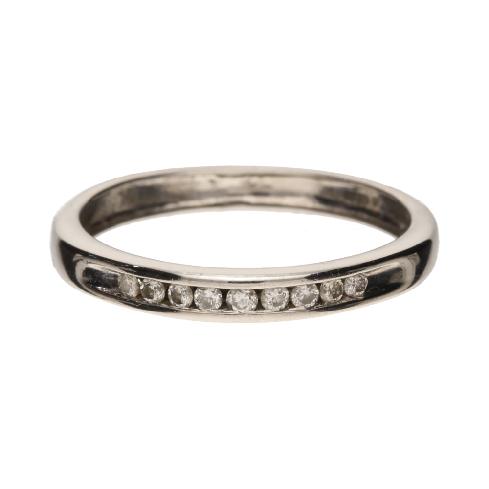 Pre - Owned 9ct White Gold Channel Set 0.10ct Diamond Eternity Ring