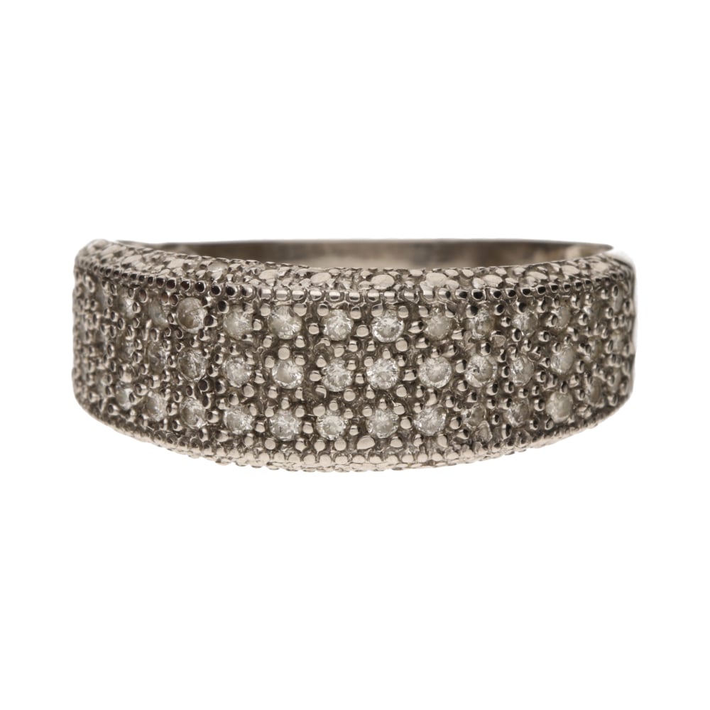 Pre - Owned 9ct White Gold Diamond Pave Cluster Ring