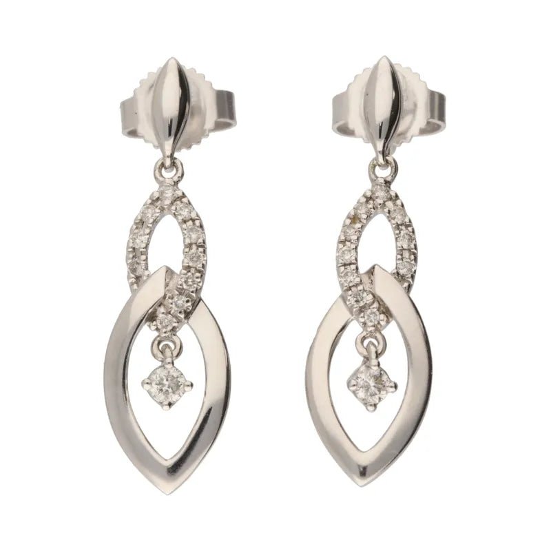 Pre - Owned 9ct White Gold Diamond Set 0.15ct Drop Earrings2025W15-16-15