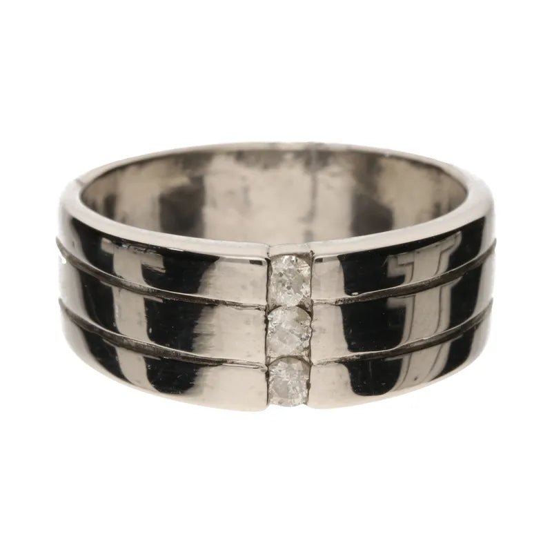 Pre - Owned 9ct White Gold Diamond Set 8mm Band271729