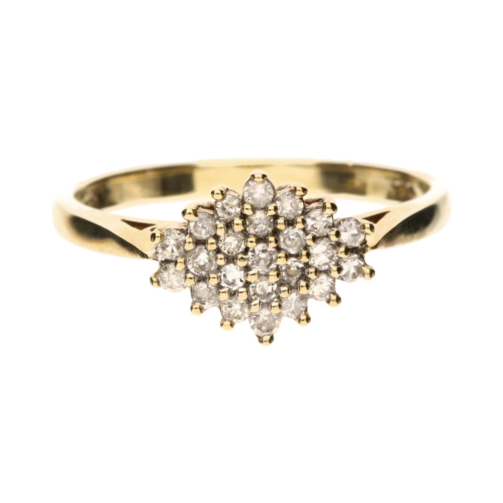 Pre - Owned 9ct Yellow Gold 0.25ct Diamond Cluster Ring