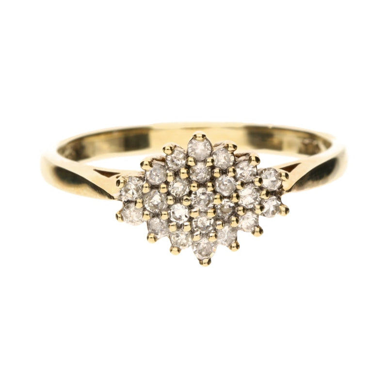 Pre - Owned 9ct Yellow Gold 0.25ct Diamond Cluster Ring