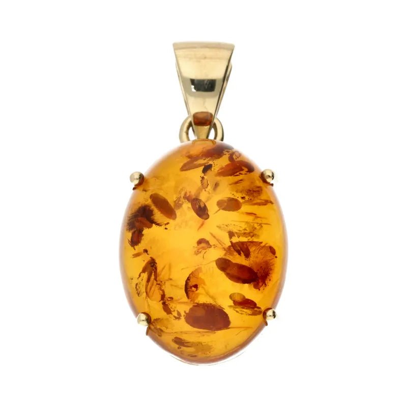 Pre - Owned 9ct Yellow Gold Amber Pendant 5.4ct2026W31-25-41