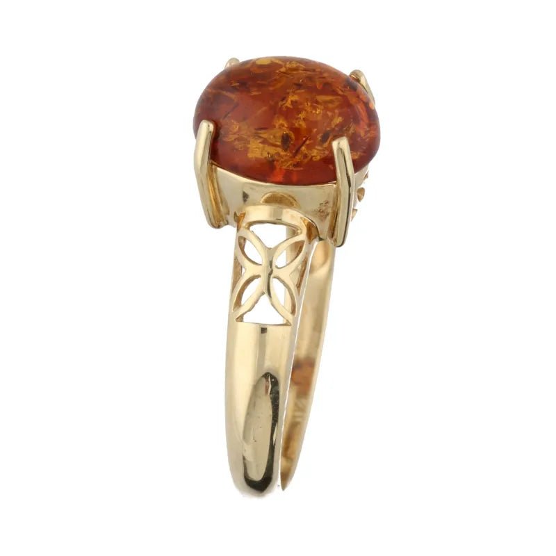 Pre - Owned 9ct Yellow Gold Amber Ring2026W31-28-41