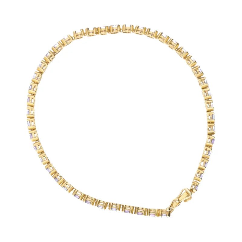 Pre - Owned 9ct Yellow Gold Bezel Set Tanzanite Tennis Bracelet 2.60ct2026W34-21-41