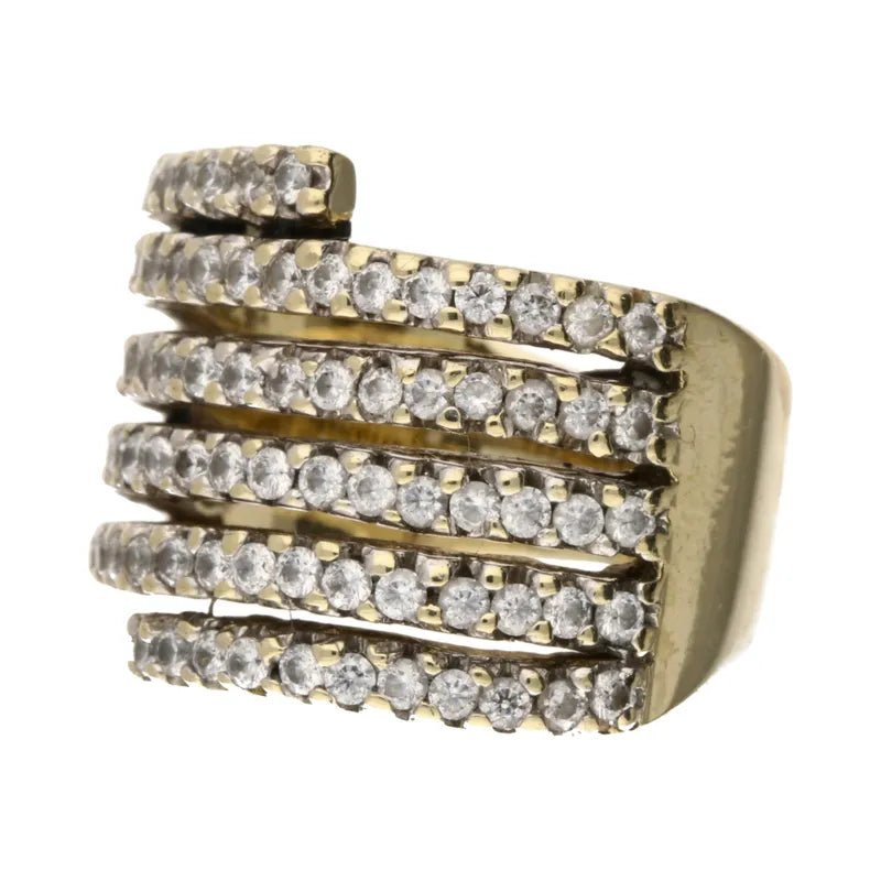 Pre - Owned 9ct Yellow Gold CZ Wrap Ring2026W33-14-6