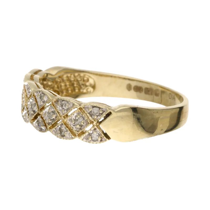 Pre - Owned 9ct Yellow Gold Diamond Set Weave Ring2026W31-5-6
