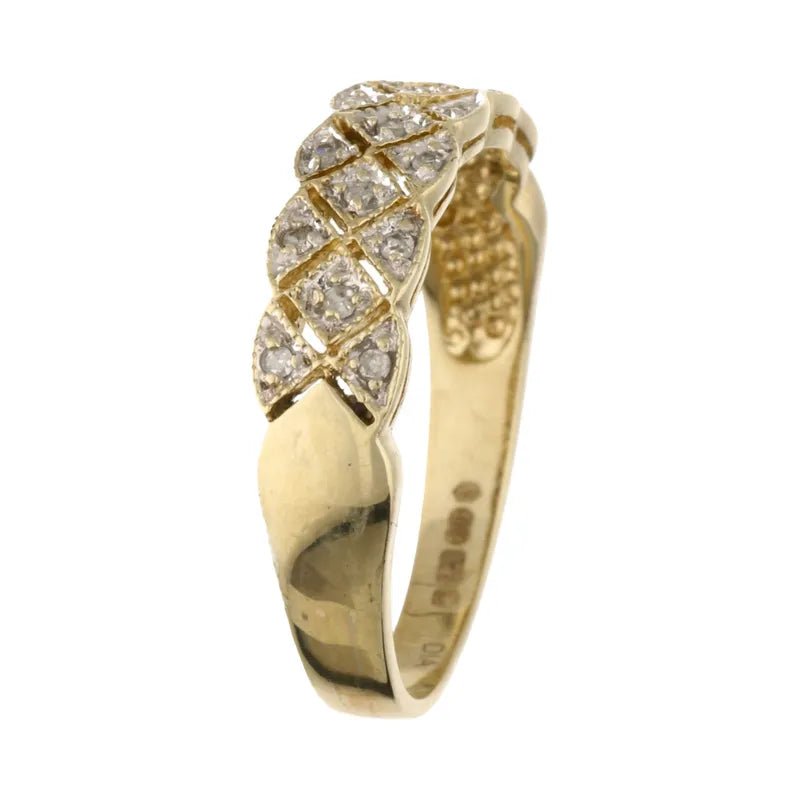 Pre - Owned 9ct Yellow Gold Diamond Set Weave Ring2026W31-5-6