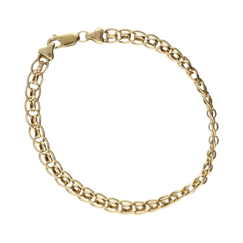 Pre - Owned 9ct Yellow Gold Double Link Bracelet 19cm2026W33-9-15