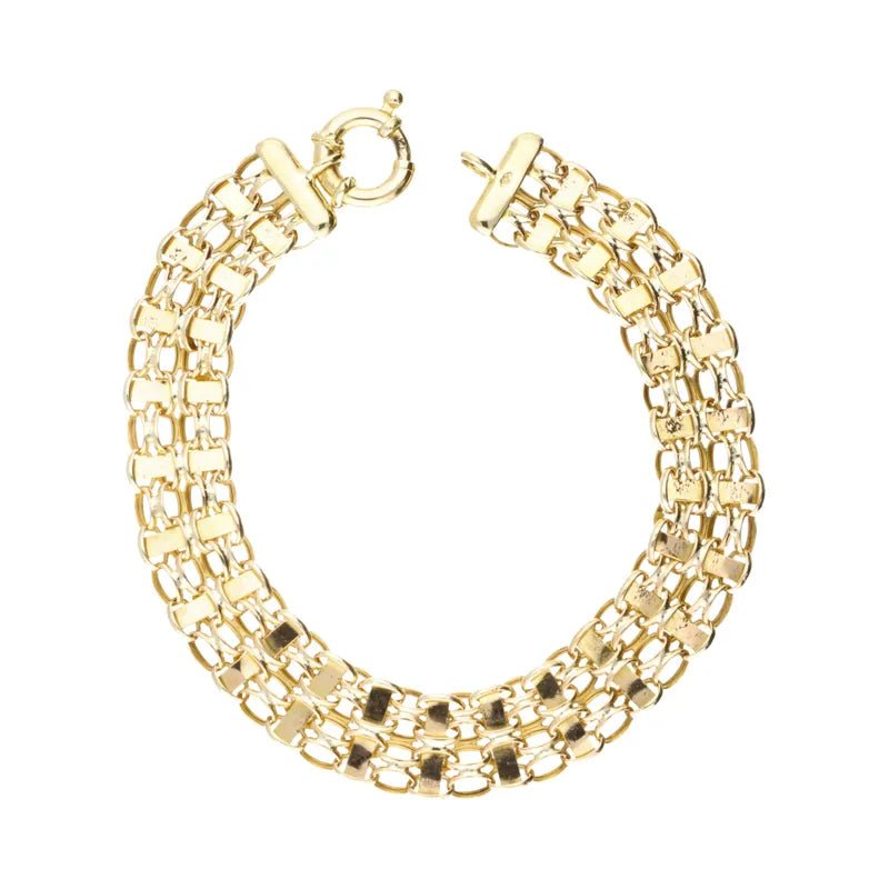 Pre - Owned 9ct Yellow Gold Fancy Link Bracelet 19cm2026W33-16-6