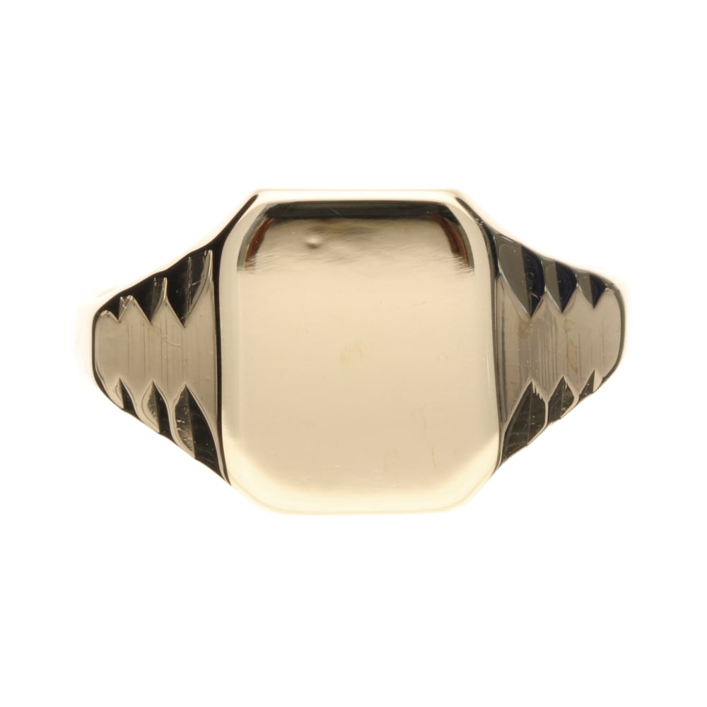 Pre - Owned 9ct Yellow Gold Gents Cushion Cut Signet Ring