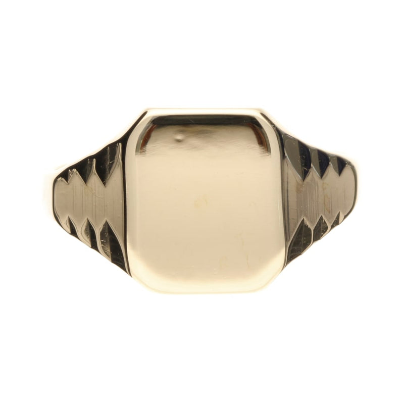 Pre - Owned 9ct Yellow Gold Gents Cushion Cut Signet Ring