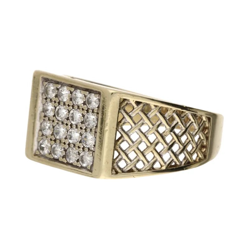 Pre - Owned 9ct Yellow Gold Gents CZ Signet Ring2026W30-6-6
