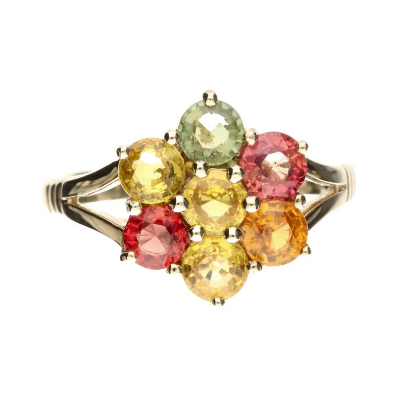 Pre - Owned 9ct Yellow Gold Multicolour Topaz Cluster Ring271355