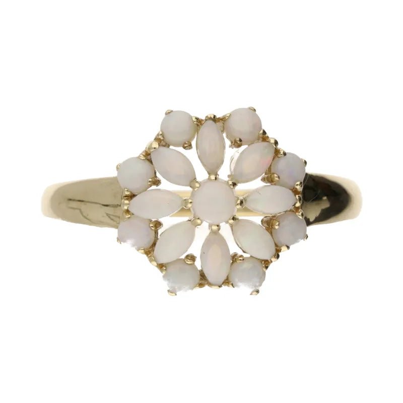 Pre - Owned 9ct Yellow Gold Opal Set Floral Ring2025W11-11-10