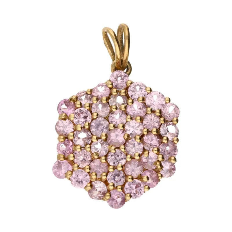 Pre - Owned 9ct Yellow Gold Pink Sapphire Cluster Pendant 3.00ct2026W31-24-41
