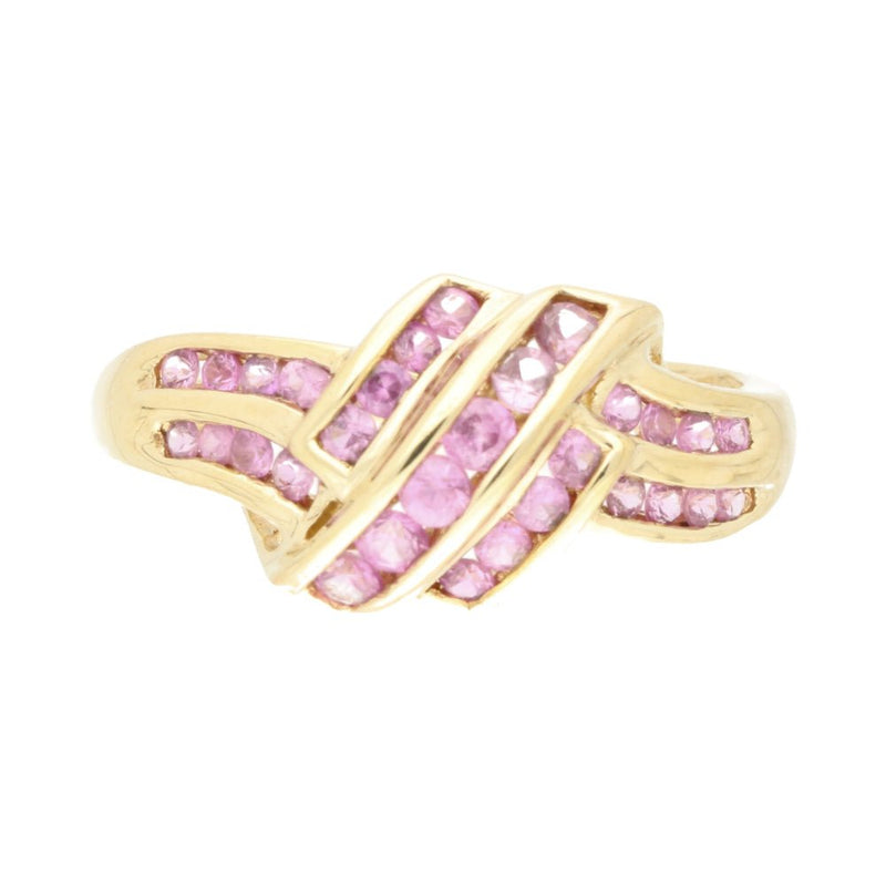 Pre - Owned 9ct Yellow Gold Pink Sapphire Set Cluster Ring