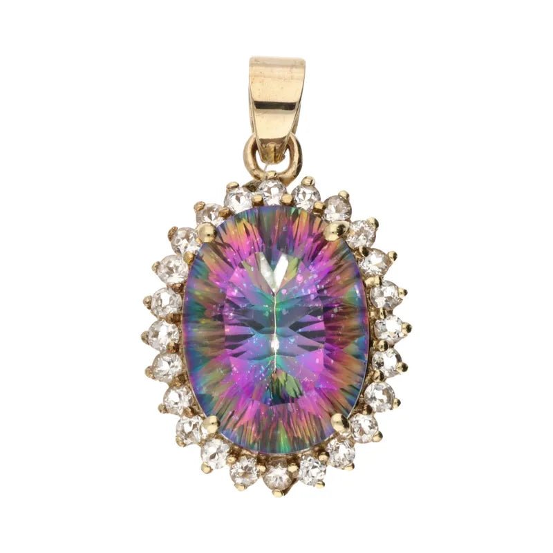 Pre - Owned 9ct Yellow Gold Rainbow Quartz & White Topaz Cluster Pendant2026W31-26-41