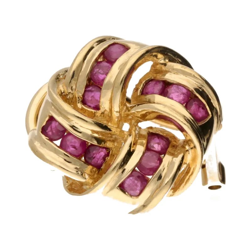 Pre - Owned 9ct Yellow Gold Ruby Set Earrings2026W32-5-1