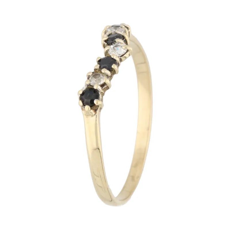 Pre - Owned 9ct Yellow Gold Sapphire & CZ Wishbone Ring2025W16-29