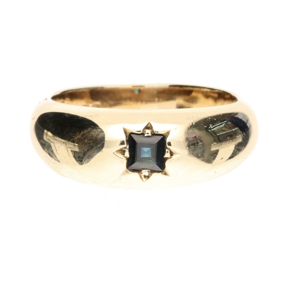 Pre - Owned 9ct Yellow Gold Sapphire Set Gypsy Ring