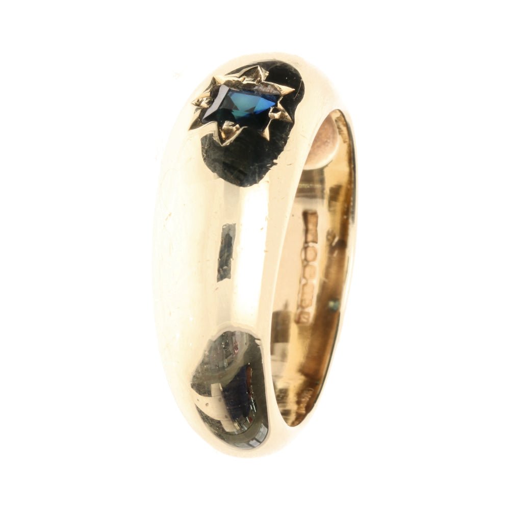 Pre - Owned 9ct Yellow Gold Sapphire Set Gypsy Ring