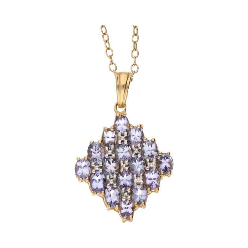 Pre - Owned 9ct Yellow Gold Tanzanite Cluster Pendant 2.65ct2026W34-23-41