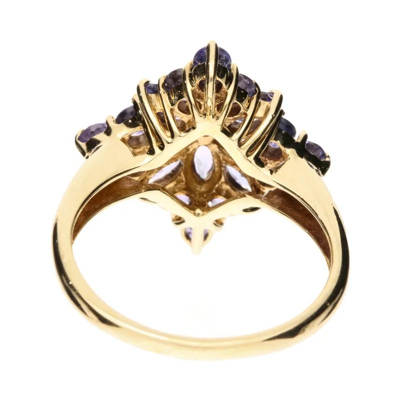 Pre - Owned 9ct Yellow Gold Tanzanite Cluster Ring246778