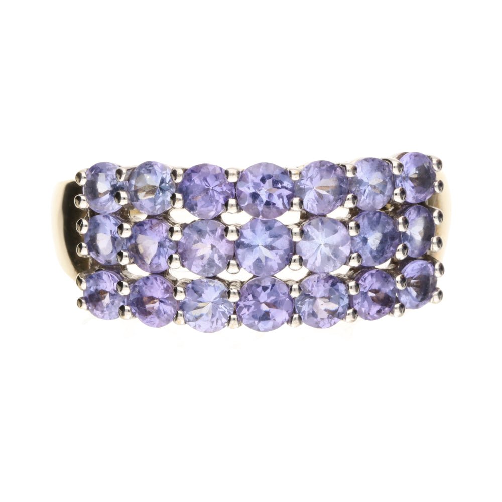 Pre - Owned 9ct Yellow Gold Tanzanite Pave Ring.