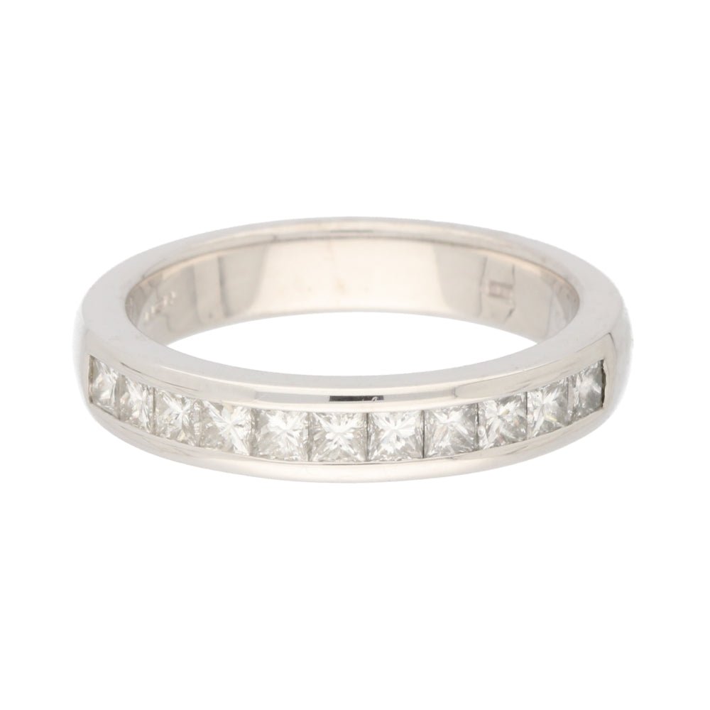 Pre - Owned Platinum Princess Cut Diamond Half Eternity Ring