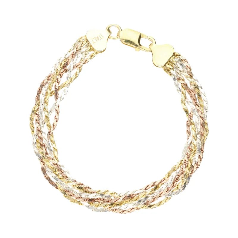 Pre - Owned Sterling Silver Tri Colour Braided Bracelet 20cm2026W34-7-7