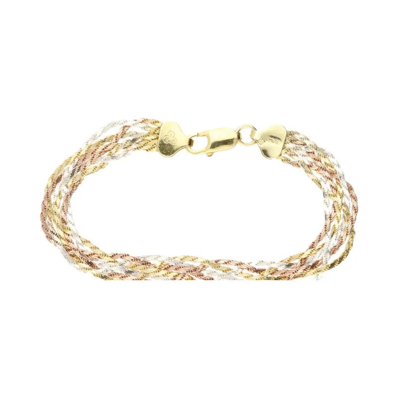 Pre - Owned Sterling Silver Tri Colour Braided Bracelet 20cm2026W34-7-7