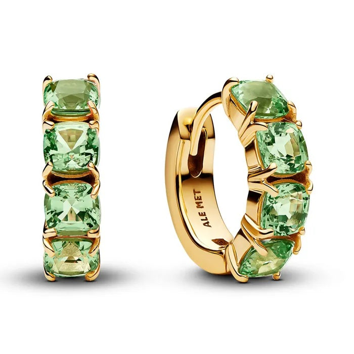 PANDORA Gold Green Crystal Hoop Earrings 263851C01