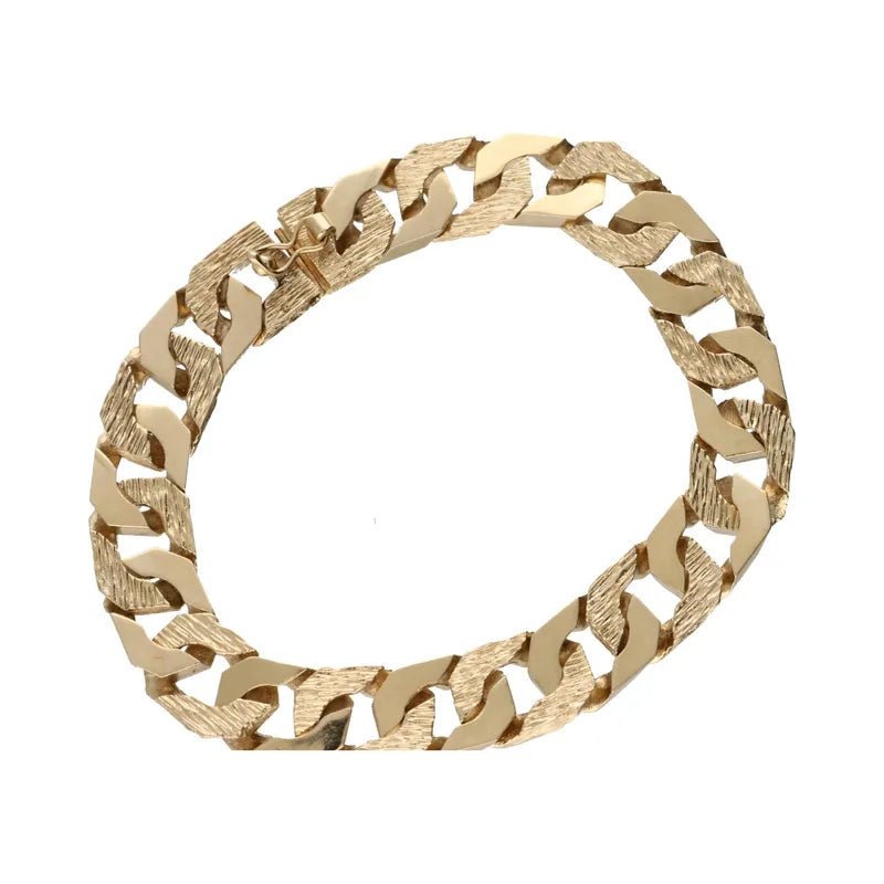 Radiant Pre - Owned 9ct Yellow Gold Gents Square Curb Chain Bracelet 20cm2026w37-17-6