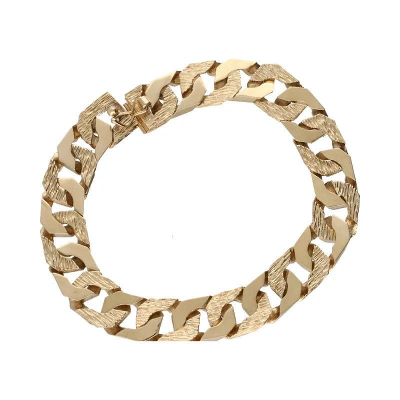 Radiant Pre - Owned 9ct Yellow Gold Gents Square Curb Chain Bracelet 20cm2026w37-17-6