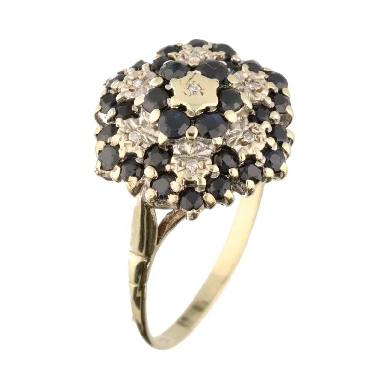 Refined Pre - Owned 9ct Yellow Gold Sapphire & Diamond Cluster Ring2026W35-12-1